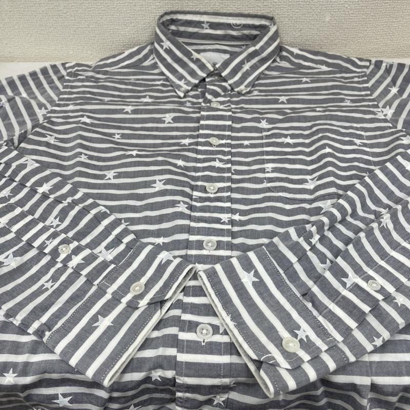 ユニフォームエクスペリメント uniform experiment シャツ、ブラウス 長袖 スター 総柄 ボタンダウン 長袖 シャツ コットン ボーダー ロゴ 刺繍 UE-120023 1 ボーダー柄 X 星 X 総柄 白 / ホワイト / white X 灰 / グレー / gray メンズ USED 古着 中古 50136910