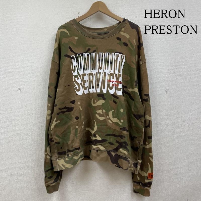 ヘロンプレストン HERON PRESTON トレーナー 長袖 長袖 スウェット クルーネック トレーナー ロゴ プリント 刺繍 カモフラ 迷彩 プルオーバー XL ロゴ、文字 X プリント X 刺繍 X カモフラージュ柄・迷彩 カーキ / カーキ / khaki メンズ USED 古着 中古 50136916