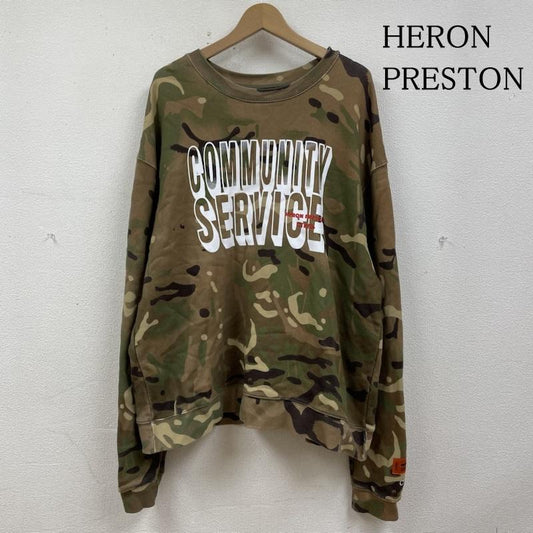 ヘロンプレストン HERON PRESTON トレーナー 長袖 長袖 スウェット クルーネック トレーナー ロゴ プリント 刺繍 カモフラ 迷彩 プルオーバー XL ロゴ、文字 X プリント X 刺繍 X カモフラージュ柄・迷彩 カーキ / カーキ / khaki メンズ USED 古着 中古 50136916