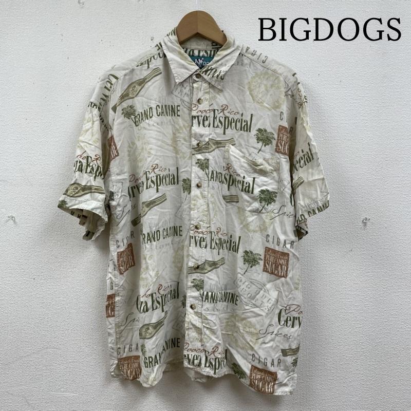 古着 USED シャツ、ブラウス 半袖 BIGDOGS ビッグドッグス 半袖 シャツ ブラウス Shirt 総柄 アロハ ロゴ プリント 胸ポケット ボタン 大きめ L ロゴ、文字 X  X プリント X 総柄 マルチカラー / マルチカラー / multicolor メンズ USED 古着 中古 50136917