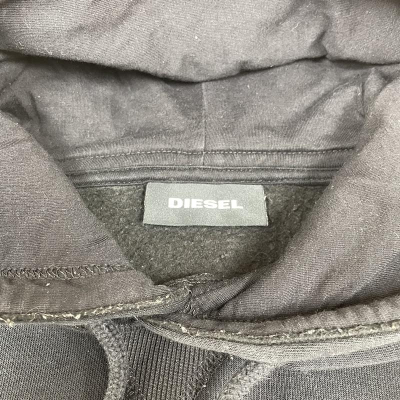 ディーゼル DIESEL パーカー 長袖 S-UBBER 長袖 パーカー プルオーバー ロゴ 刺繍 パッチ エンブロイダリー ダブルレイヤー A01804-0KAZW S ロゴ、文字 X  X 刺繍 黒 / ブラック / black メンズ USED 古着 中古 50136929