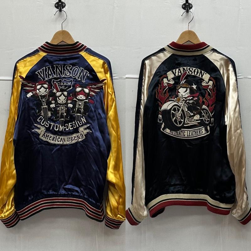 ヴァンソン VANSON ジャケット、上着 ジャンパー、ブルゾン クローズ ワースト 武装戦線 刺繍 リバーシブル スカジャン XL 黒 / ブラック / black X ベージュ / ベージュ / beige X 紫 / パープル / purple X 黄 / イエロー / yellow メンズ USED 古着 中古 50136936