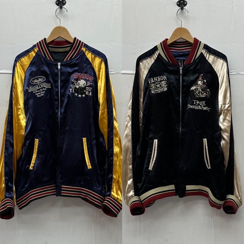 ヴァンソン VANSON ジャケット、上着 ジャンパー、ブルゾン クローズ ワースト 武装戦線 刺繍 リバーシブル スカジャン XL 黒 / ブラック / black X ベージュ / ベージュ / beige X 紫 / パープル / purple X 黄 / イエロー / yellow メンズ USED 古着 中古 50136936
