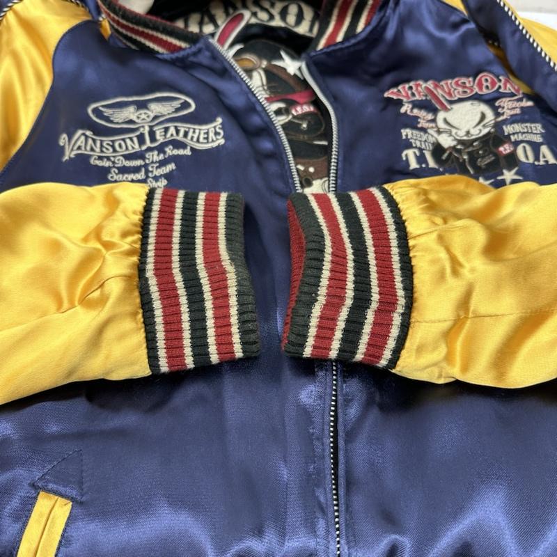 ヴァンソン VANSON ジャケット、上着 ジャンパー、ブルゾン クローズ ワースト 武装戦線 刺繍 リバーシブル スカジャン XL 黒 / ブラック / black X ベージュ / ベージュ / beige X 紫 / パープル / purple X 黄 / イエロー / yellow メンズ USED 古着 中古 50136936