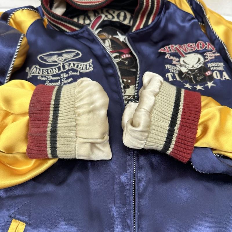 ヴァンソン VANSON ジャケット、上着 ジャンパー、ブルゾン クローズ ワースト 武装戦線 刺繍 リバーシブル スカジャン XL 黒 / ブラック / black X ベージュ / ベージュ / beige X 紫 / パープル / purple X 黄 / イエロー / yellow メンズ USED 古着 中古 50136936