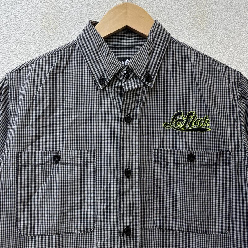 レフラー LEFLAH シャツ、ブラウス 半袖 ロゴ 刺繍 ギンガムチェック柄 ボタンダウン 半袖 シャツ 灰色 グレー L 灰 / グレー / gray メンズ USED 古着 中古 50136990