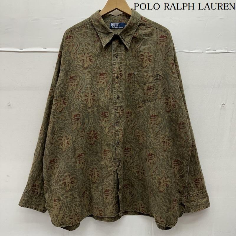 ポロラルフローレン POLO RALPH LAUREN シャツ、ブラウス 長袖 90s ボタニカル 総柄 チンスト コットン シャツ XXL XXL 茶 / ブラウン / brown X マルチカラー / マルチカラー / multicolor メンズ USED 古着 中古 50137008