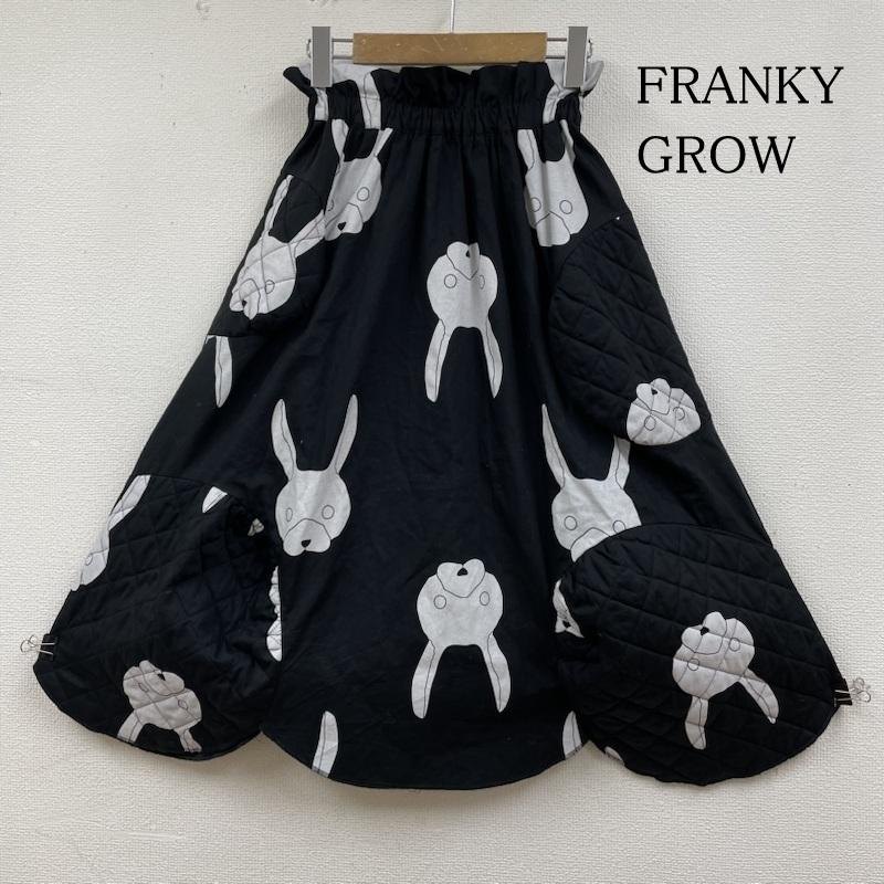 フランキーグロウ FRANKYGROW スカート ロングスカート QUILTING SWITCHING SKIRT BLACK RABBIT ウエストゴム ロング 変形 フレア スカート うさぎ キルティング LL アニマル柄 X 総柄 黒 / ブラック / black レディース USED 古着 中古 50137044