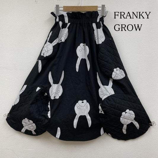 フランキーグロウ FRANKYGROW スカート ロングスカート QUILTING SWITCHING SKIRT BLACK RABBIT ウエストゴム ロング 変形 フレア スカート うさぎ キルティング LL アニマル柄 X 総柄 黒 / ブラック / black レディース USED 古着 中古 50137044