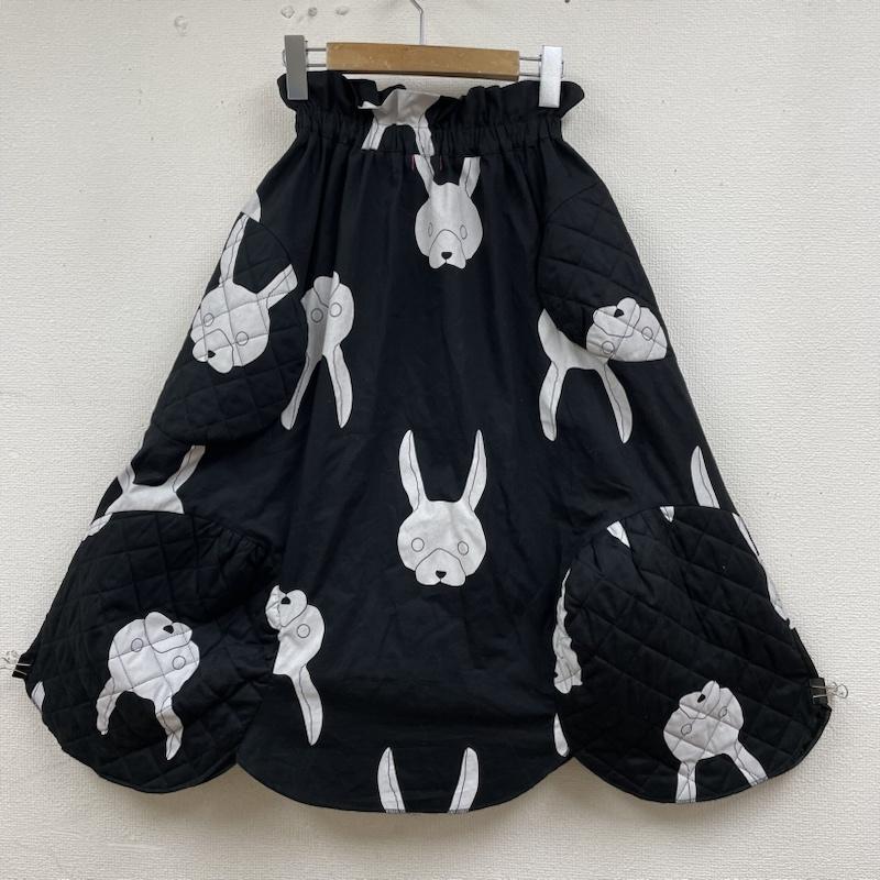 フランキーグロウ FRANKYGROW スカート ロングスカート QUILTING SWITCHING SKIRT BLACK RABBIT ウエストゴム ロング 変形 フレア スカート うさぎ キルティング LL アニマル柄 X 総柄 黒 / ブラック / black レディース USED 古着 中古 50137044