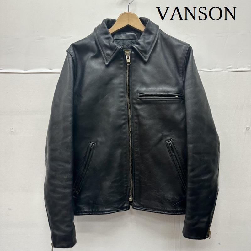 ヴァンソン VANSON ジャケット、上着 レザージャケット USA製 シングル ライダース レザー ジャケット 38 黒 / ブラック / black メンズ USED 古着 中古 50137068