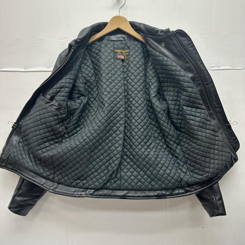 ヴァンソン VANSON ジャケット、上着 レザージャケット USA製 シングル ライダース レザー ジャケット 38 黒 / ブラック / black メンズ USED 古着 中古 50137068