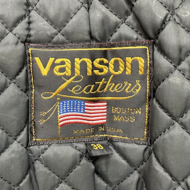 ヴァンソン VANSON ジャケット、上着 レザージャケット USA製 シングル ライダース レザー ジャケット 38 黒 / ブラック / black メンズ USED 古着 中古 50137068