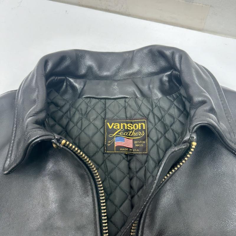 ヴァンソン VANSON ジャケット、上着 レザージャケット USA製 シングル ライダース レザー ジャケット 38 黒 / ブラック / black メンズ USED 古着 中古 50137068