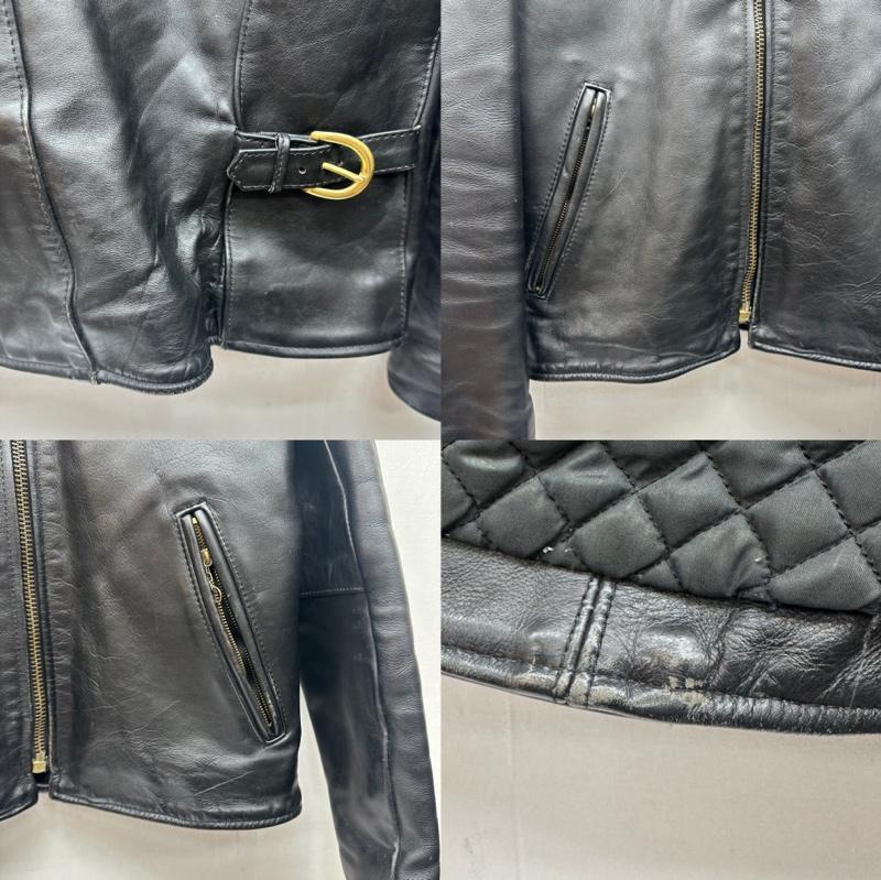 ヴァンソン VANSON ジャケット、上着 レザージャケット USA製 シングル ライダース レザー ジャケット 38 黒 / ブラック / black メンズ USED 古着 中古 50137068