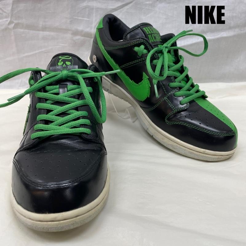 ナイキ NIKE スニーカー スニーカー KICKXOTIC コラボ ダンク ロー ブラック グリーン レザー レースアップ BLK GRN - 黒 / ブラック / black X 緑 / グリーン / green メンズ USED 古着 中古 50137162