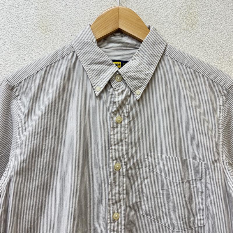 エクストララージ XLARGE シャツ、ブラウス 半袖 0111408 日本製 バックロゴ プリント ストライプ柄 ボタンダウン 半袖 シャツ M メンズ USED 古着 中古 50137164