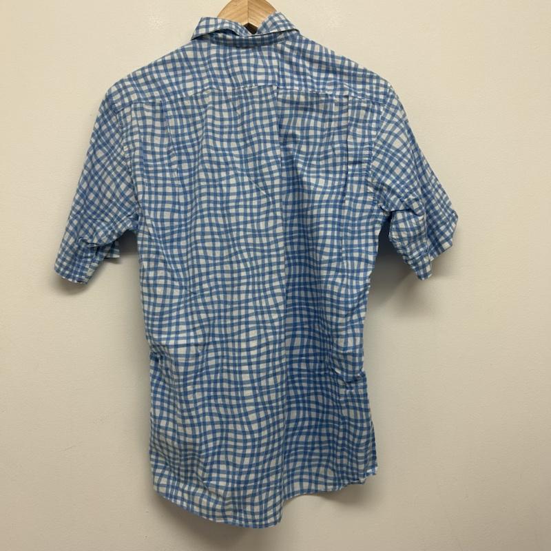 バーバリーブラックレーベル BURBERRY BLACK LABEL シャツ、ブラウス 半袖 半袖シャツ ボタンロゴ チェックシャツ BMW-35-412-22 1 チェック 白 / ホワイト / white X 青 / ブルー / blue メンズ USED 古着 中古 50137226