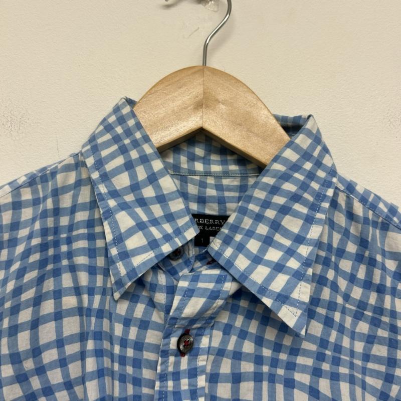 バーバリーブラックレーベル BURBERRY BLACK LABEL シャツ、ブラウス 半袖 半袖シャツ ボタンロゴ チェックシャツ BMW-35-412-22 1 チェック 白 / ホワイト / white X 青 / ブルー / blue メンズ USED 古着 中古 50137226