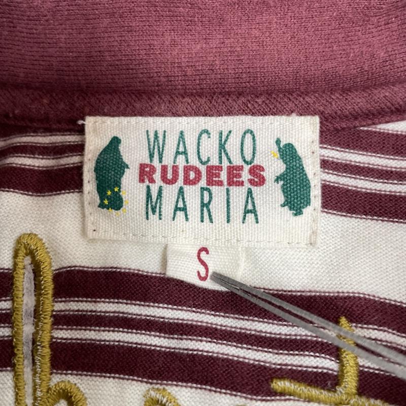 ワコマリア WACKO MARIA ポロシャツ 半袖 ロゴ 刺繍 ボーダー 半袖 ポロシャツ バーガンディー ハーフボタン カットソー 初期タグ S ボーダー柄 X ロゴ、文字 X 刺繍 白 / ホワイト / white X えんじ / ワインレッド / dark red メンズ USED 古着 中古 50137270