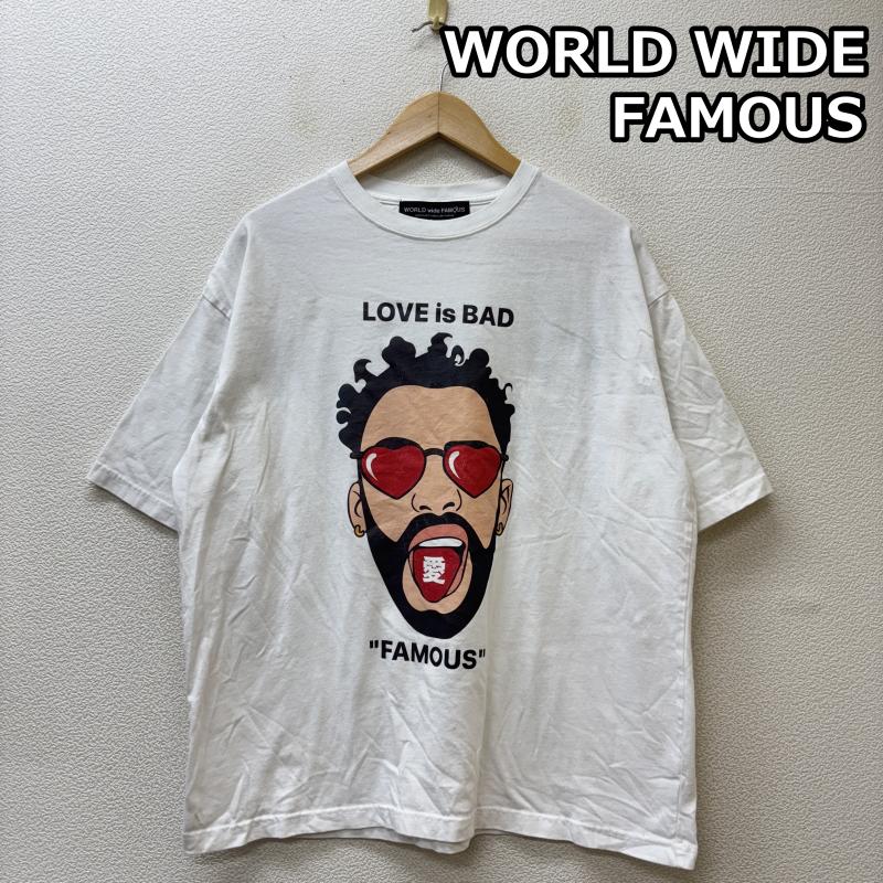 古着 USED Tシャツ 半袖 WORLD WIDE FAMOUS ワールワイドフェイマス LOVE is BAD プリント クルーネック 半袖 Tシャツ 白 ホワイト L 白 / ホワイト / white メンズ USED 古着 中古 50137281