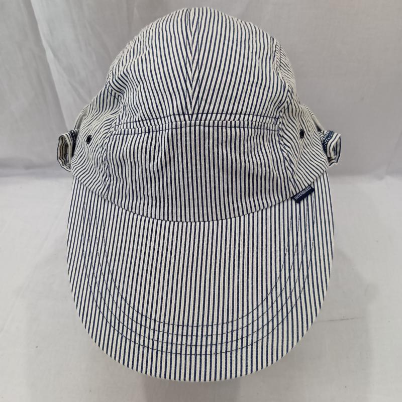 インターブリード INTERBREED 帽子 キャップ INTERBREED インターブリード Phat Bite サンシェード付き ジェットキャップ ロングビルキャップ ヒッコリー - ストライプ X ロゴ、文字 白 / ホワイト / white X 紺 / ネイビー / navy メンズ USED 古着 中古 50137300