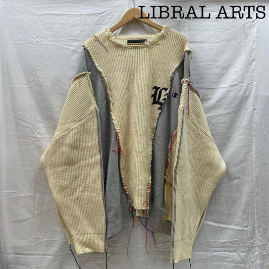 古着 USED ニット、セーター 長袖 LIBERAL ARTS LA-14-03-0223 discovered REMAKE KNIT ウール ホワイト グレー リメイク FREE 白 / ホワイト / white X 灰 / グレー / gray メンズ USED 古着 中古 50137325