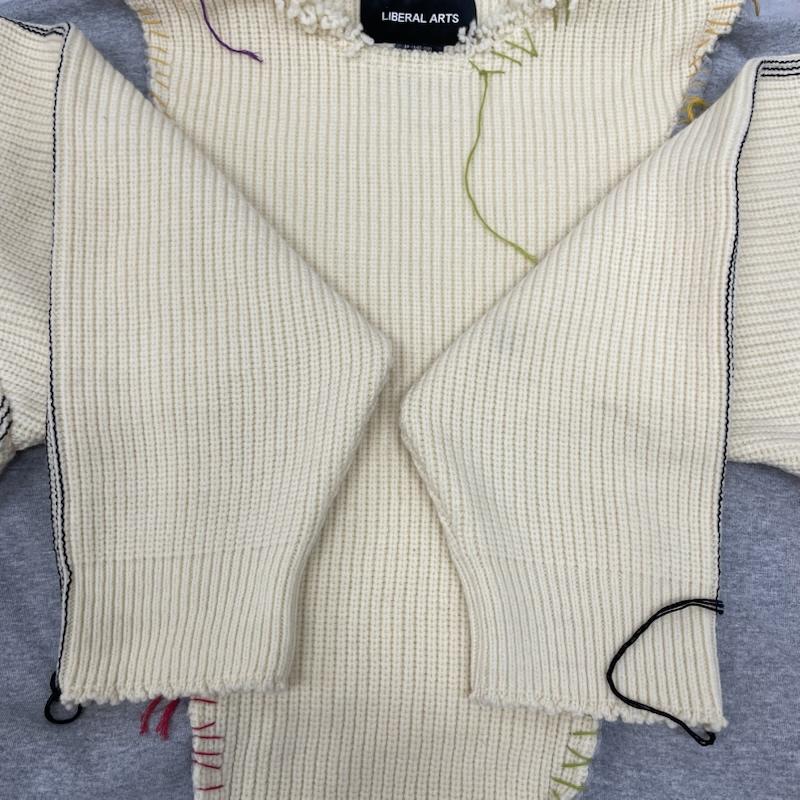 古着 USED ニット、セーター 長袖 LIBERAL ARTS LA-14-03-0223 discovered REMAKE KNIT ウール ホワイト グレー リメイク FREE 白 / ホワイト / white X 灰 / グレー / gray メンズ USED 古着 中古 50137325