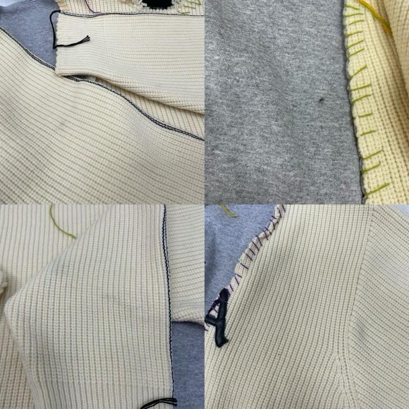 古着 USED ニット、セーター 長袖 LIBERAL ARTS LA-14-03-0223 discovered REMAKE KNIT ウール ホワイト グレー リメイク FREE 白 / ホワイト / white X 灰 / グレー / gray メンズ USED 古着 中古 50137325