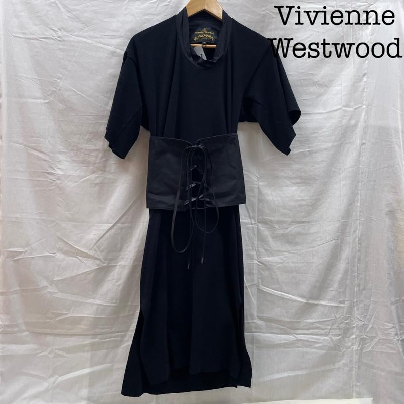 ヴィヴィアンウエストウッド Vivienne Westwood ワンピース ひざ丈スカート 16010013 18AW ANGLOMANIA アングロマニア コルセットワンピース BLK ブラック アシメ袖 XS 黒 / ブラック / black レディース USED 古着 中古 50137331