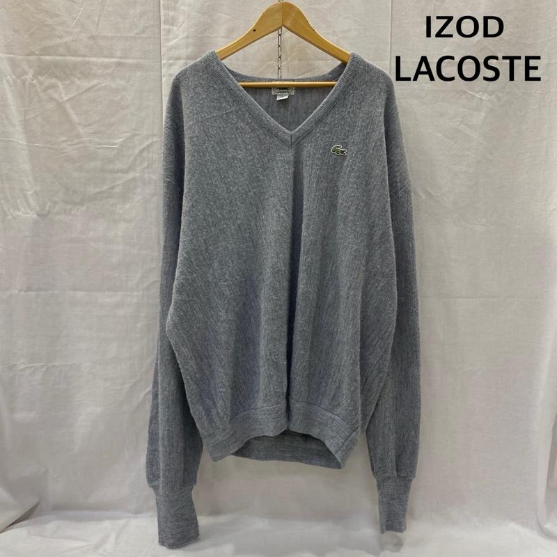 ラコステ LACOSTE ニット、セーター 長袖 IZOD LACOSTE アクリルニット Vネック セーター グレー USA製 XXL L ワンポイント 灰 / グレー / gray メンズ USED 古着 中古 50137336