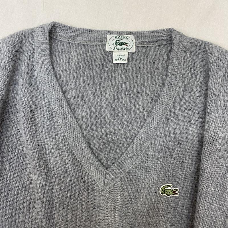 ラコステ LACOSTE ニット、セーター 長袖 IZOD LACOSTE アクリルニット Vネック セーター グレー USA製 XXL L ワンポイント 灰 / グレー / gray メンズ USED 古着 中古 50137336