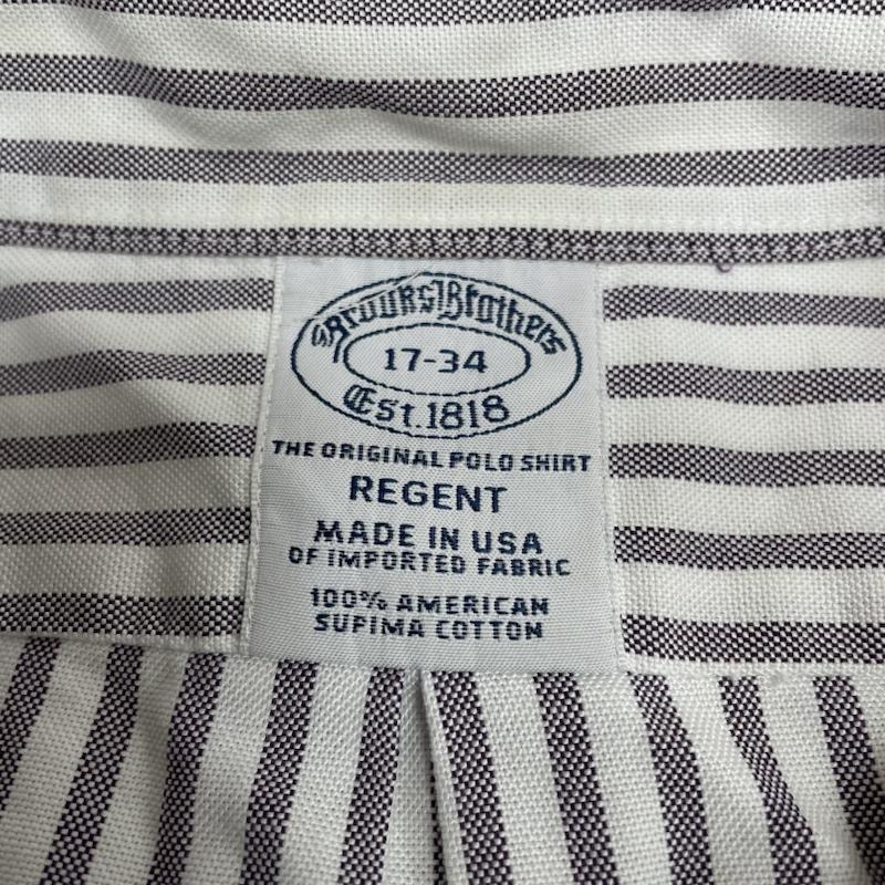 ブルックス ブラザーズ BROOKS BROTHERS シャツ、ブラウス 長袖 90 s 1818 REGENT USA製 ストライプ柄 コットン6ボタン 長袖 シャツ サイズ17-34 - ストライプ 白 / ホワイト / white メンズ USED 古着 中古 50137378