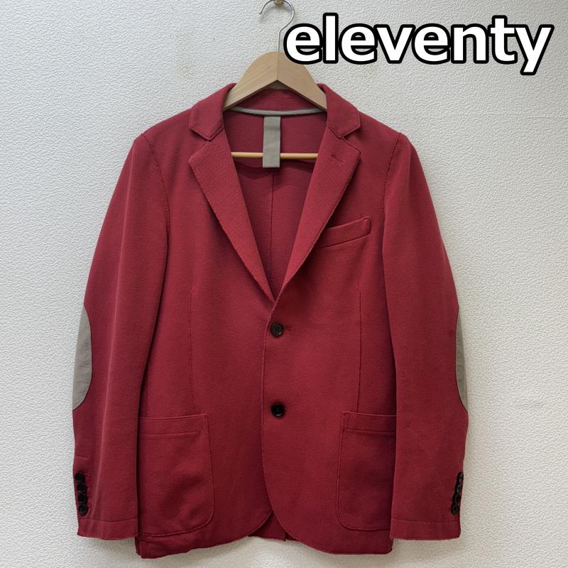 イレブンティ eleventy ジャケット、上着 ジャケット、ブレザー 979JA0020 イタリア製 鹿の子 2B 切りっぱなし エルボーパッチ テーラード ジャケット 赤 レッド 44 赤 / レッド / red メンズ USED 古着 中古 50137391