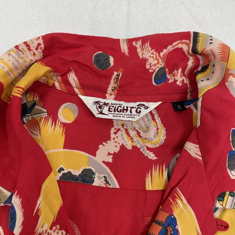 エイトジー EIGHT-G シャツ、ブラウス 半袖 アロハ シャツ shirt ショートスリーブ 半袖 総柄 THE SPACE SHIP S  X 総柄 X プリント 赤 / レッド / red X マルチカラー / マルチカラー / multicolor メンズ USED 古着 中古 50137398