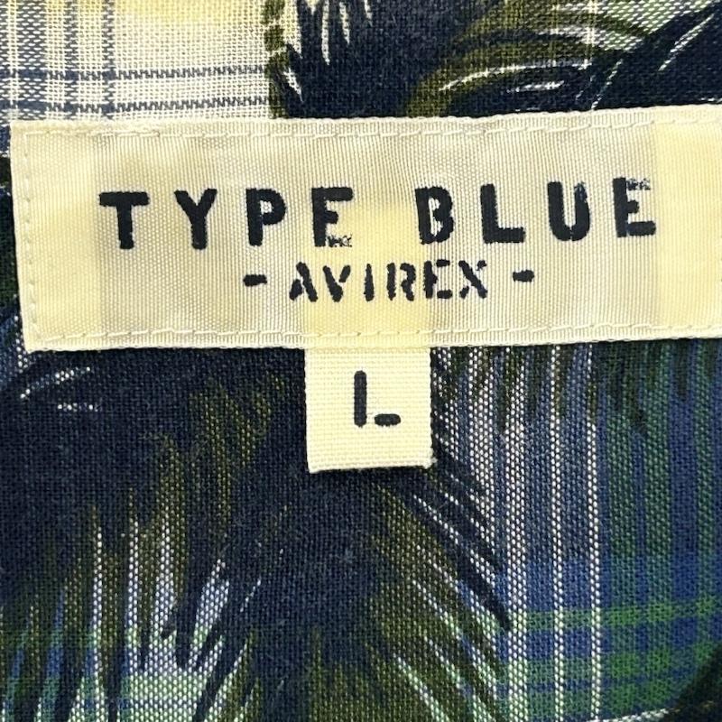 アヴィレックス AVIREX シャツ、ブラウス 半袖 半袖シャツ TYPE BLUE チェック アロハシャツ パームツリー柄 L 総柄 青 / ブルー / blue メンズ USED 古着 中古 50137412