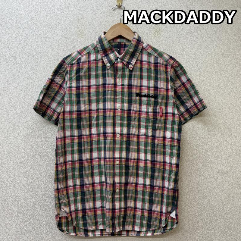 マックダディー MACKDADDY シャツ、ブラウス 半袖 MDSH-1401 マドラスチェック柄 チェーンステッチ刺繍 マチ付き ボタンダウン 半袖 シャツ M メンズ USED 古着 中古 50137413