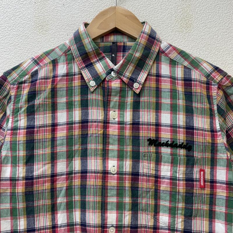 マックダディー MACKDADDY シャツ、ブラウス 半袖 MDSH-1401 マドラスチェック柄 チェーンステッチ刺繍 マチ付き ボタンダウン 半袖 シャツ M メンズ USED 古着 中古 50137413