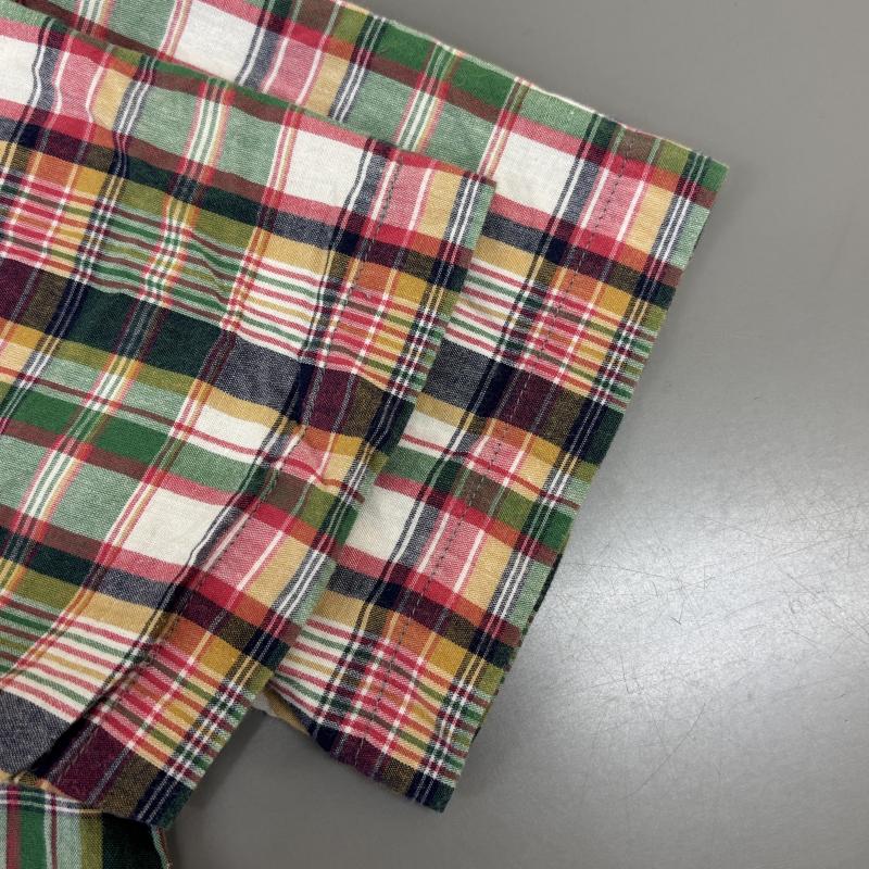 マックダディー MACKDADDY シャツ、ブラウス 半袖 MDSH-1401 マドラスチェック柄 チェーンステッチ刺繍 マチ付き ボタンダウン 半袖 シャツ M メンズ USED 古着 中古 50137413