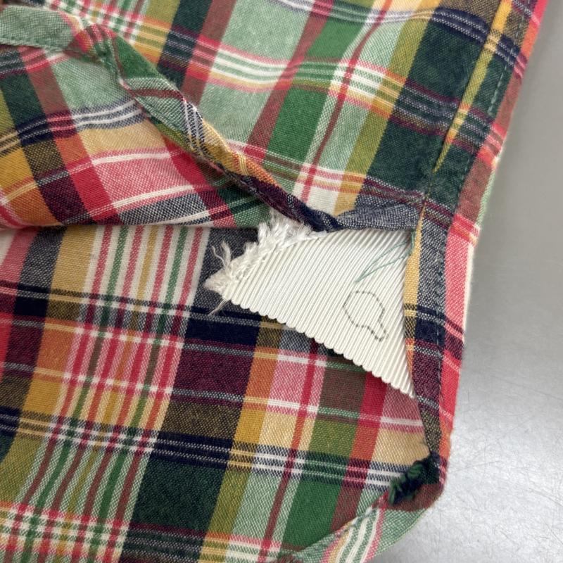 マックダディー MACKDADDY シャツ、ブラウス 半袖 MDSH-1401 マドラスチェック柄 チェーンステッチ刺繍 マチ付き ボタンダウン 半袖 シャツ M メンズ USED 古着 中古 50137413