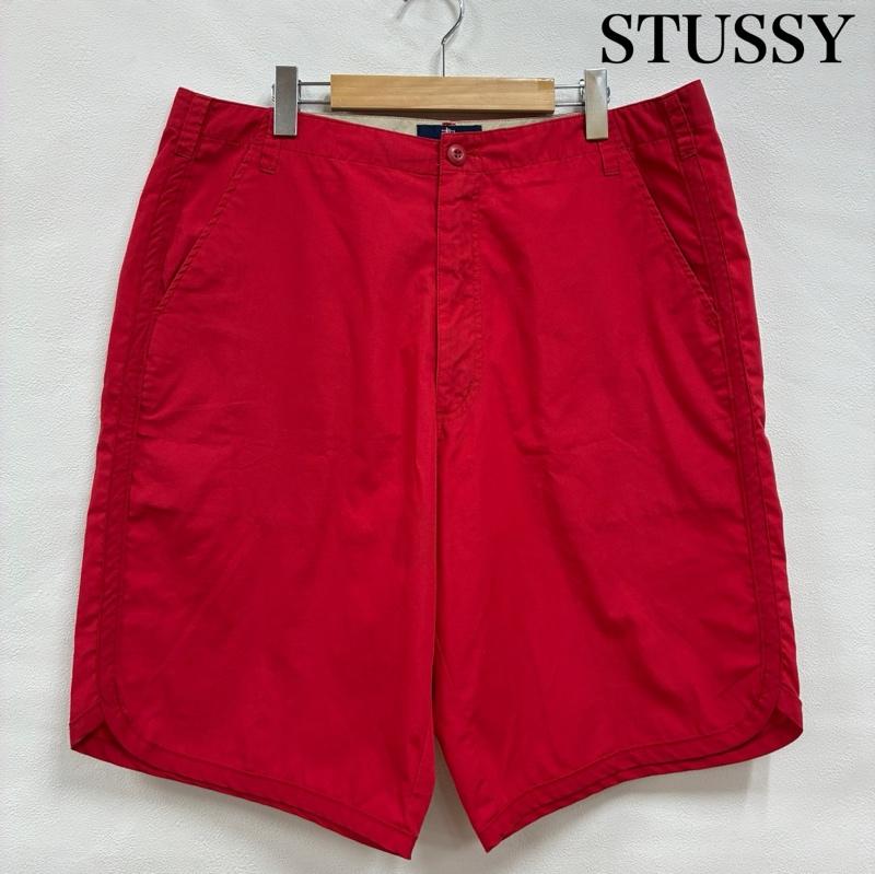 ステューシー STUSSY パンツ ショートパンツ 90 s オールド ヴィンテージ 紺タグ USA製 コットン ポリエステル ハーフパンツ 36 ワンポイント X ロゴ、文字 赤 / レッド / red メンズ USED 古着 中古 50137455