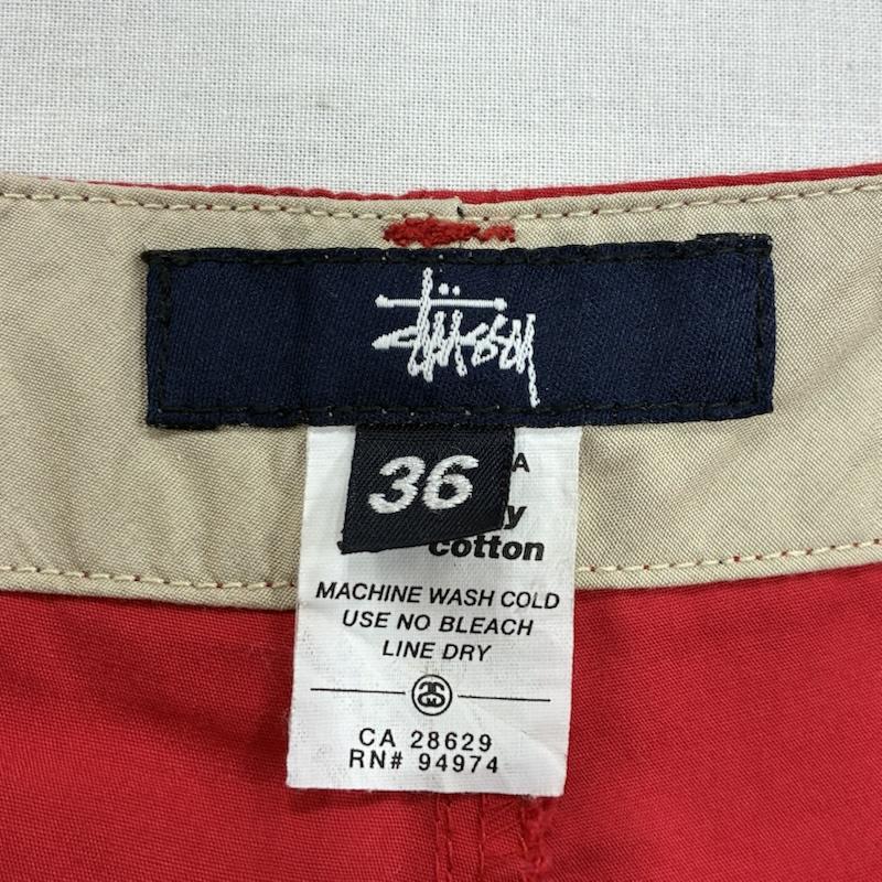 ステューシー STUSSY パンツ ショートパンツ 90 s オールド ヴィンテージ 紺タグ USA製 コットン ポリエステル ハーフパンツ 36 ワンポイント X ロゴ、文字 赤 / レッド / red メンズ USED 古着 中古 50137455