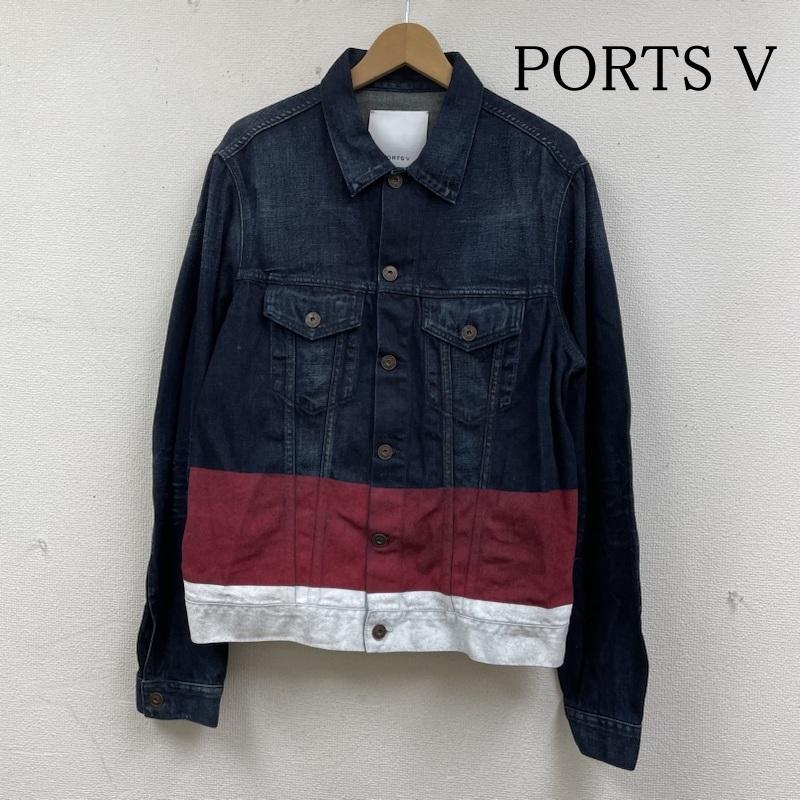 古着 USED ジャケット、上着 ジャンパー、ブルゾン PORTS V カラーブロック デニム ジャケット ジージャン 切り替え 後ろV プリント イタリア製 L 無地 インディゴ / インディゴ / Indigo メンズ USED 古着 中古 50137487