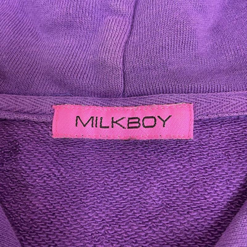 ミルクボーイ MILKBOY パーカー 長袖 長袖 パーカー スウェット マルチカラー ロゴ プリント クラウン ファイヤークラッカー ロゴ、文字 X プリント 紫 / パープル / purple レディース USED 古着 中古 50137511