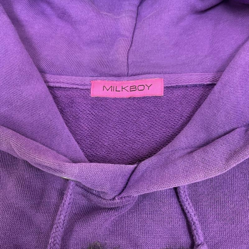 ミルクボーイ MILKBOY パーカー 長袖 長袖 パーカー スウェット マルチカラー ロゴ プリント クラウン ファイヤークラッカー ロゴ、文字 X プリント 紫 / パープル / purple レディース USED 古着 中古 50137511