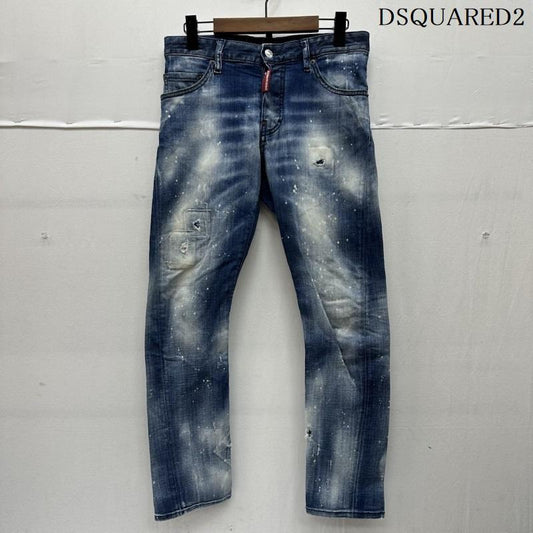 ディースクエアード DSQUARED2 パンツ デニム、ジーンズ 21SS Sexy Twist Jean ダメージ ペイント 加工 デニム スキニー パンツ S74LB0938 42 インディゴ / インディゴ / Indigo メンズ USED 古着 中古 50137519