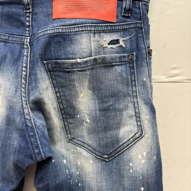 ディースクエアード DSQUARED2 パンツ デニム、ジーンズ 21SS Sexy Twist Jean ダメージ ペイント 加工 デニム スキニー パンツ S74LB0938 42 インディゴ / インディゴ / Indigo メンズ USED 古着 中古 50137519