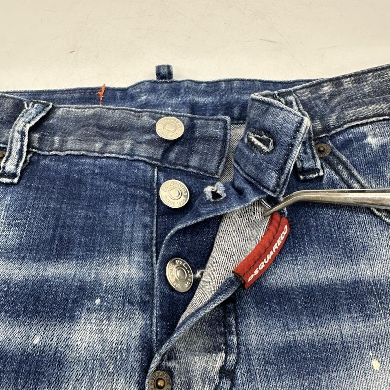 ディースクエアード DSQUARED2 パンツ デニム、ジーンズ 21SS Sexy Twist Jean ダメージ ペイント 加工 デニム スキニー パンツ S74LB0938 42 インディゴ / インディゴ / Indigo メンズ USED 古着 中古 50137519