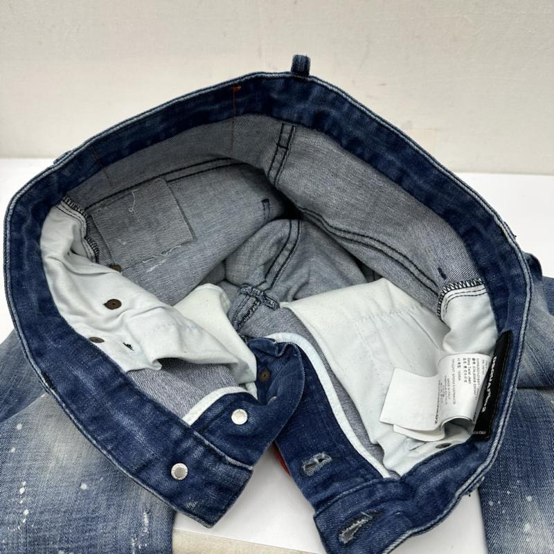 ディースクエアード DSQUARED2 パンツ デニム、ジーンズ 21SS Sexy Twist Jean ダメージ ペイント 加工 デニム スキニー パンツ S74LB0938 42 インディゴ / インディゴ / Indigo メンズ USED 古着 中古 50137519