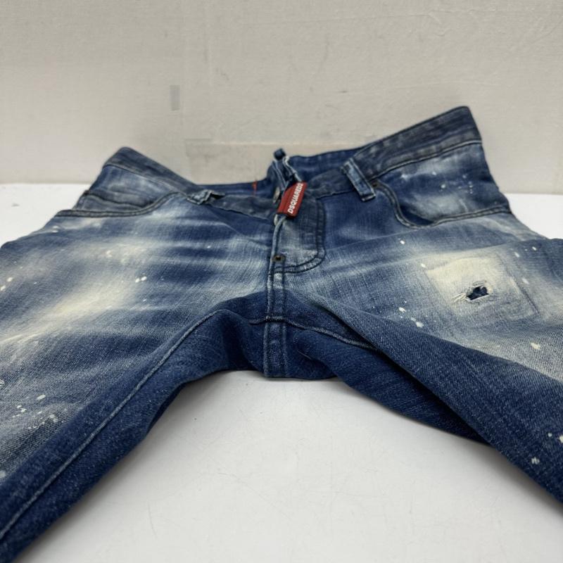 ディースクエアード DSQUARED2 パンツ デニム、ジーンズ 21SS Sexy Twist Jean ダメージ ペイント 加工 デニム スキニー パンツ S74LB0938 42 インディゴ / インディゴ / Indigo メンズ USED 古着 中古 50137519